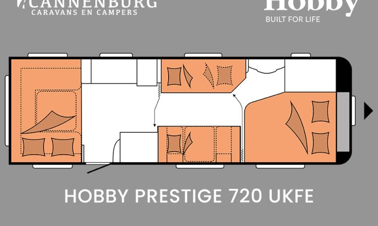Hobby Prestige 720 UKFe model 2024 caravan plattegrond slapen
