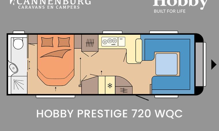 Hobby Prestige 720 WQC model 2024 caravan plattegrond