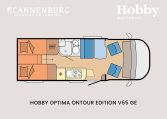 Hobby optima ontour edition V65 GE model 2024 camper plattegrond