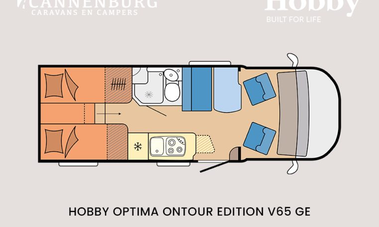 Hobby optima ontour edition V65 GE model 2024 camper plattegrond