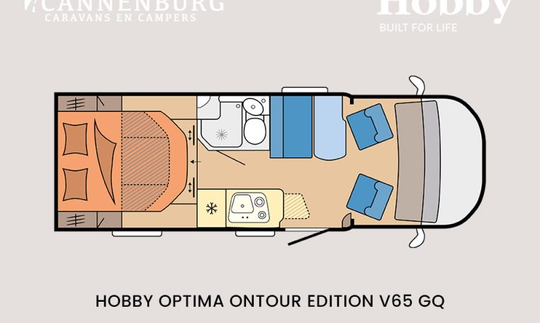 Hobby optima ontour edition V65 GQ model 2024 camper plattegrond