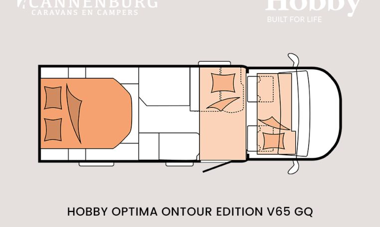 Hobby optima ontour edition V65 GQ model 2024 camper plattegrond slapen