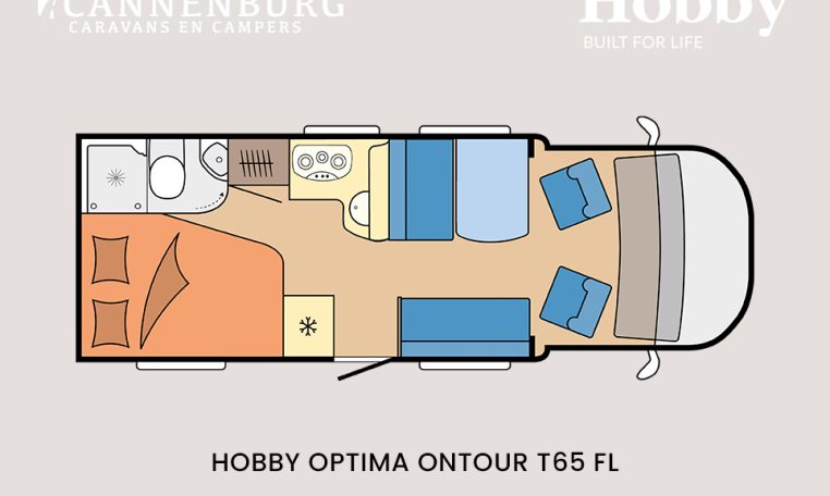 Hobby optima ontour t65 fl model 2024 camper plattegrond