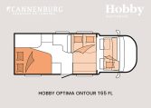 Hobby optima ontour t65 fl model 2024 camper plattegrond slapen