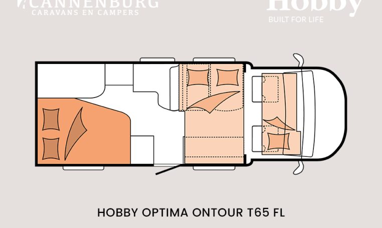 Hobby optima ontour t65 fl model 2024 camper plattegrond slapen