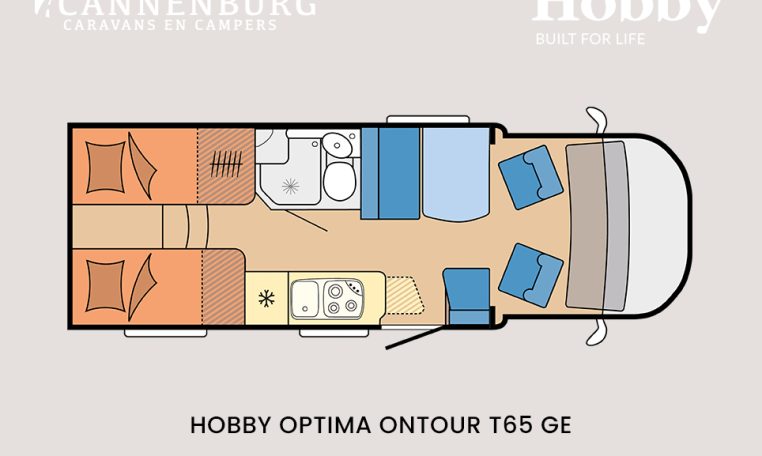 Hobby optima ontour t65 ge model 2024 camper plattegrond