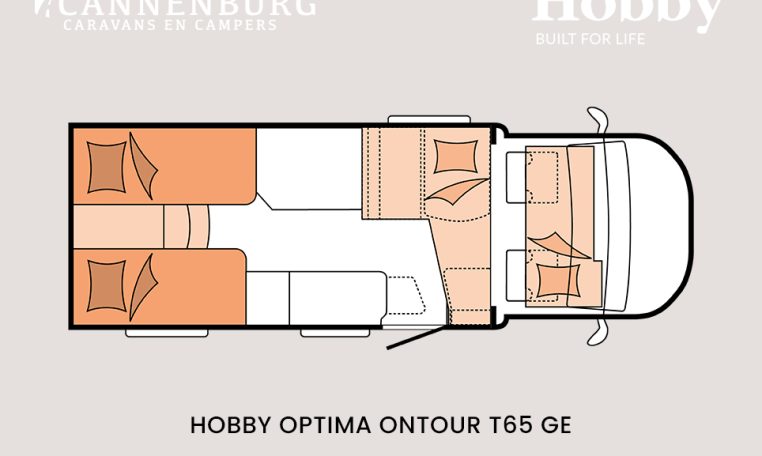 Hobby optima ontour t65 ge model 2024 camper plattegrond slapen