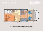 Hobby optima ontour t65 hfl model 2024 camper plattegrond