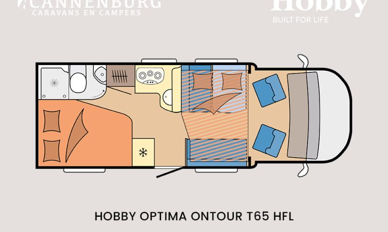 Hobby optima ontour t65 hfl model 2024 camper plattegrond