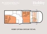 Hobby optima ontour t65 hfl model 2024 camper plattegrond slapen