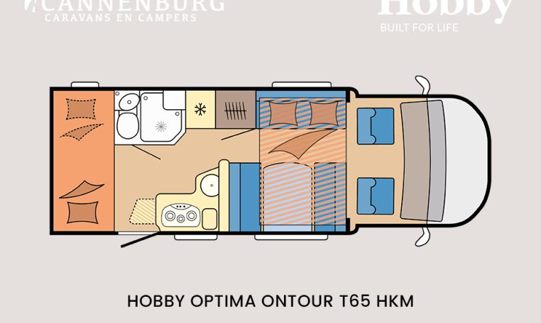 Hobby optima ontour t65 hkm model 2024 camper plattegrond