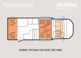 Hobby optima ontour t65 hkm model 2024 camper plattegrond slapen