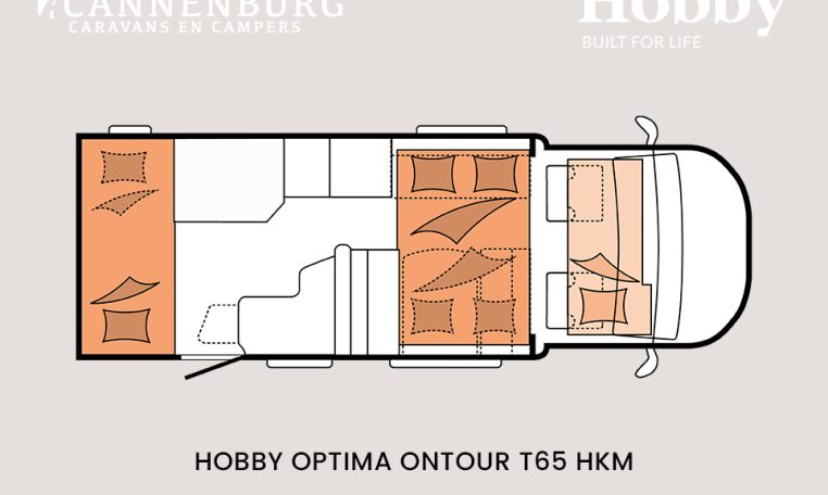Hobby optima ontour t65 hkm model 2024 camper plattegrond slapen