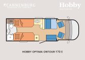 Hobby optima ontour t70 e model 2024 camper plattegrond