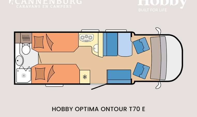 Hobby optima ontour t70 e model 2024 camper plattegrond