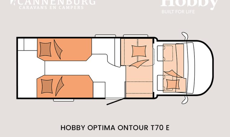 Hobby optima ontour t70 e model 2024 camper plattegrond slapen