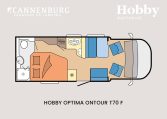Hobby optima ontour t70 f model 2024 camper plattegrond