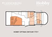 Hobby optima ontour t70 f model 2024 camper plattegrond slapen