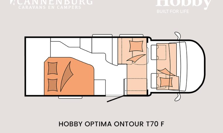 Hobby optima ontour t70 f model 2024 camper plattegrond slapen