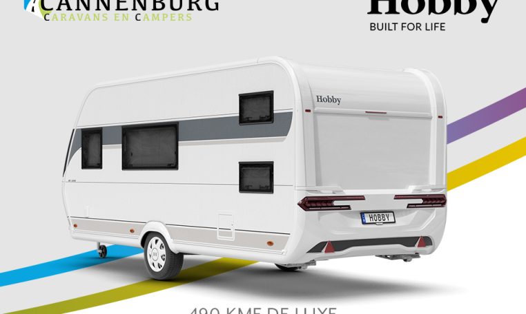 Buitenkant Hobby caravan modeljaar 2024 Hobby De Luxe 490 kmf back