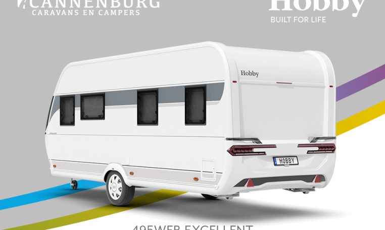 Buitenkant Hobby caravan modeljaar 2024 Hobby Excellent 495wfb back