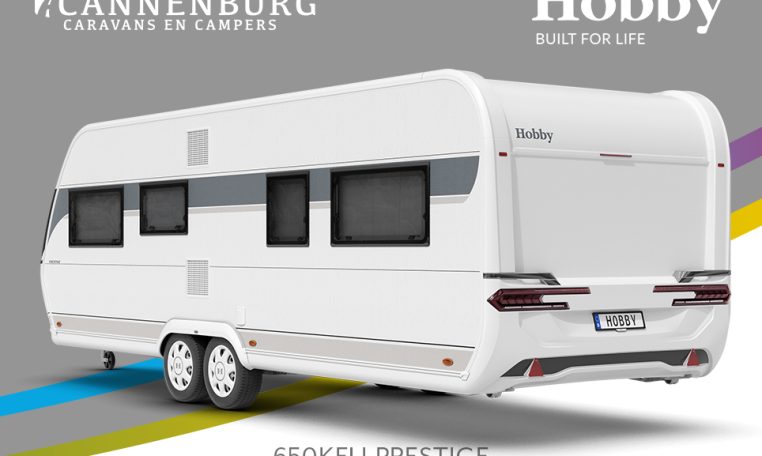 Buitenkant Hobby caravan modeljaar 2024 Hobby Prestige 650kfu back