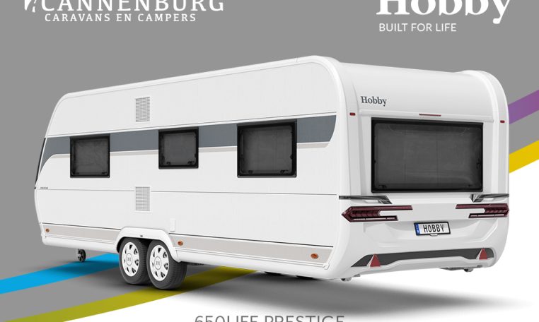 Buitenkant Hobby caravan modeljaar 2024 Hobby Prestige 650uff back