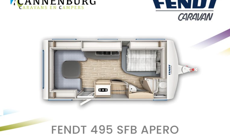 Fendt caravan plattegrond 495 SFB Apero modeljaar 2024