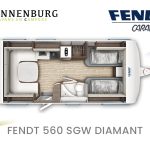 Fendt caravan plattegrond 560 sgw diamant modeljaar 2024