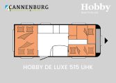 Hobby De Luxe 515 UHK model 2024 caravan plattegrond slapen