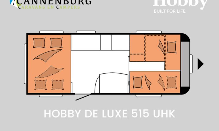 Hobby De Luxe 515 UHK model 2024 caravan plattegrond slapen
