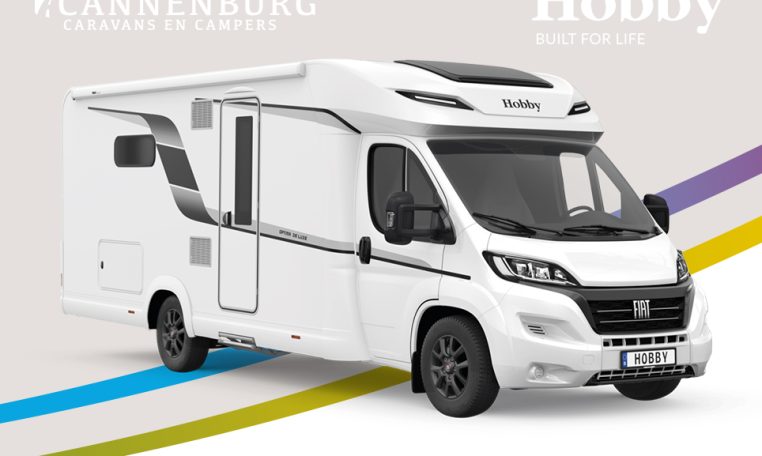Hobby camper Optima De Luxe T70 E model 2024 exterieur front pakket wit 2024
