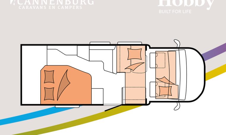 Hobby camper Optima De Luxe T70 F model 2024 interieur slapen 2024