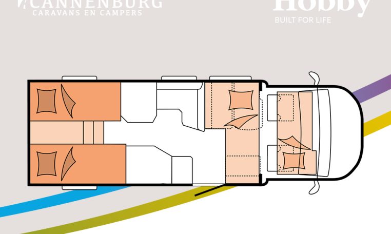 Hobby camper Optima De Luxe T70 GE model 2024 plattegrond slapen 2024