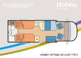 Hobby optima de luxe T70 E camper model 2024 interieur plattegrond 2024