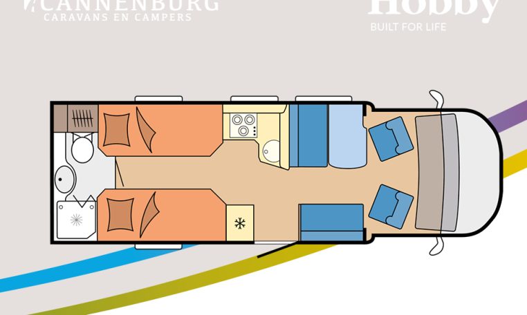 Hobby optima de luxe T70 E camper model 2024 interieur plattegrond 2024