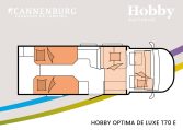 Hobby optima de luxe T70 E camper model 2024 interieur plattegrond slapen 2024