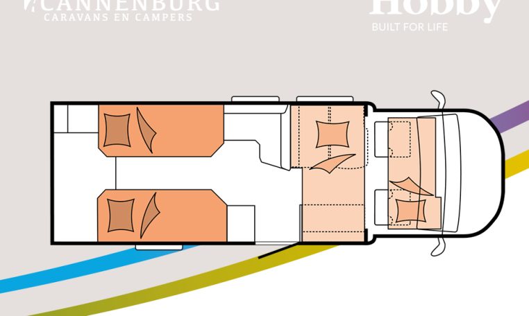 Hobby optima de luxe T70 E camper model 2024 interieur plattegrond slapen 2024