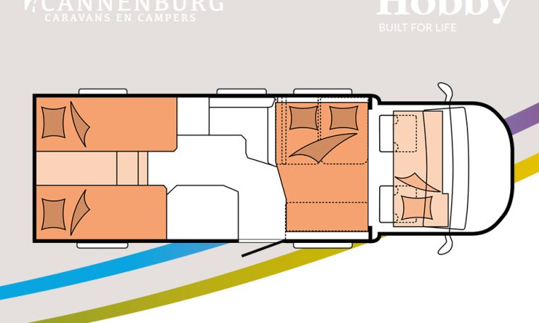 Hobby optima de luxe T75 HGE camper model 2024 interieur plattegrond 2024