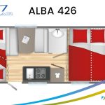 Caravelair caravan plattegrond modeljaar 2024 Alba 426