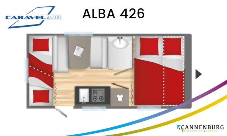 Caravelair caravan plattegrond modeljaar 2024 Alba 426