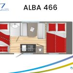 Caravelair caravan plattegrond modeljaar 2024 Alba 466