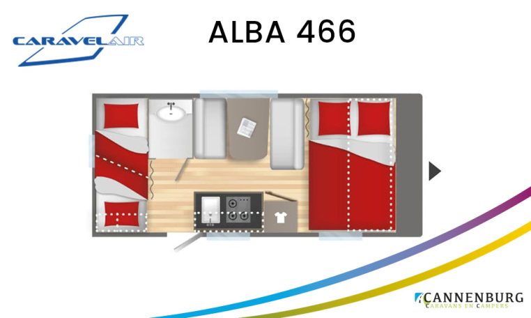 Caravelair caravan plattegrond modeljaar 2024 Alba 466