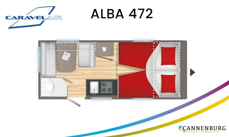 Caravelair caravan plattegrond modeljaar 2024 Alba 472