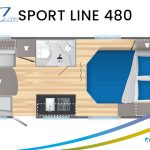 Caravelair caravan plattegrond modeljaar 2024 Sport Line 480