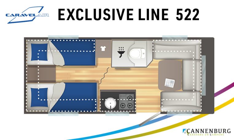 Caravelair plattegrond modeljaar 2024 caravan Exclusive Line 522