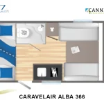 Caravelair Alba 366 modeljaar 2024 plattegrond