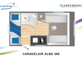 Caravelair Alba 366 modeljaar 2024 plattegrond