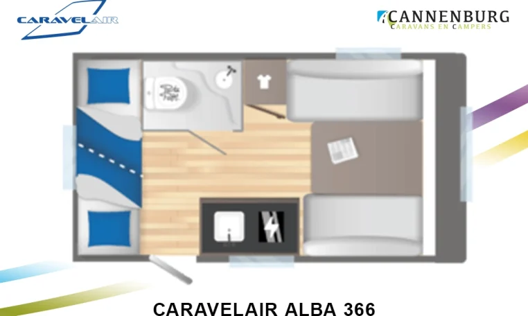 Caravelair Alba 366 modeljaar 2024 plattegrond