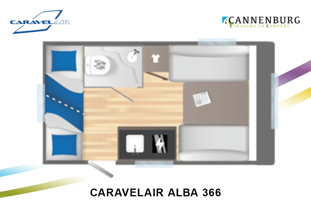 Caravelair Alba 366 modeljaar 2024 plattegrond